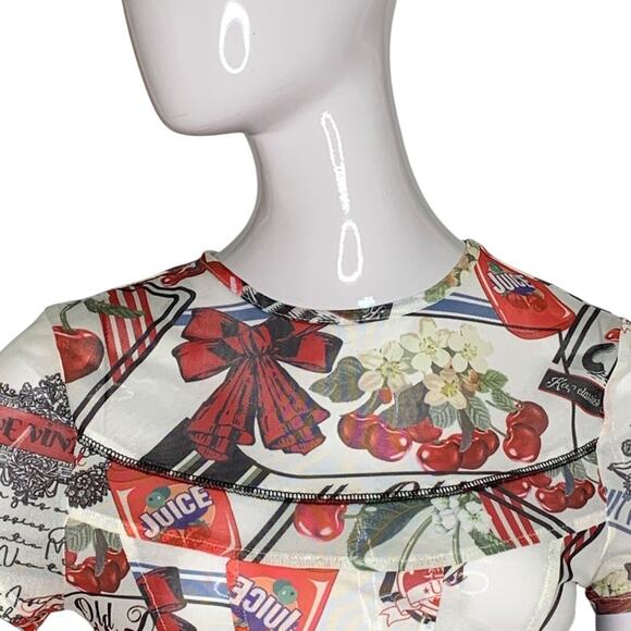 Cider Mesh Abstract Pattern Top Short Sleeve Size M Pullover - Picture 4 of 13